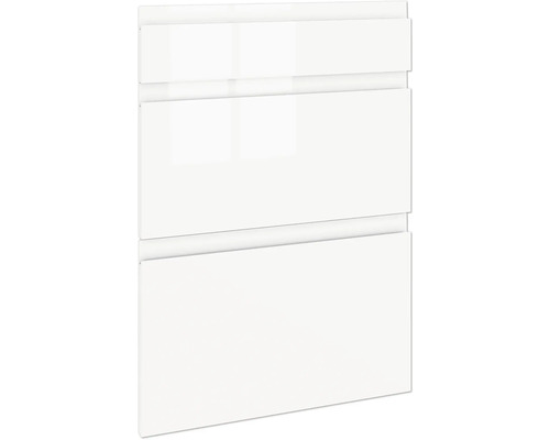 PICCANTE Smart Set de façade meuble bas 50 cm 1 cache de tiroir et 2 caches de tablettes blanc haute brillance peint avec poignée encastrée intégrée "AB" Façade d'armoire avec trois tiroirs