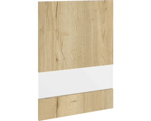 Panneau décoratif avec veinures de bois et bande blanche