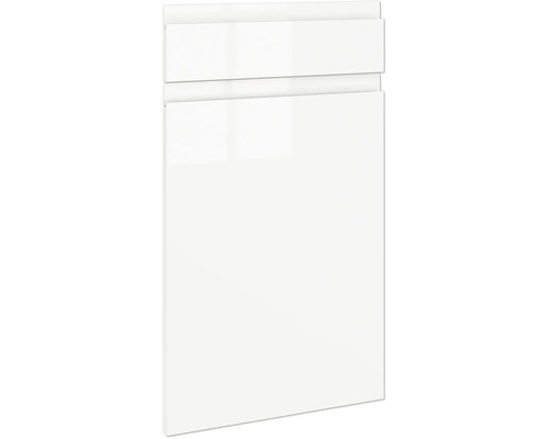 PICCANTE Smart Set de façade meuble bas 40 cm 1 porte pivotante et 1 cache de tiroir blanc haute brillance peint avec poignée encastrée intégrée "Y" Façade de meuble de cuisine