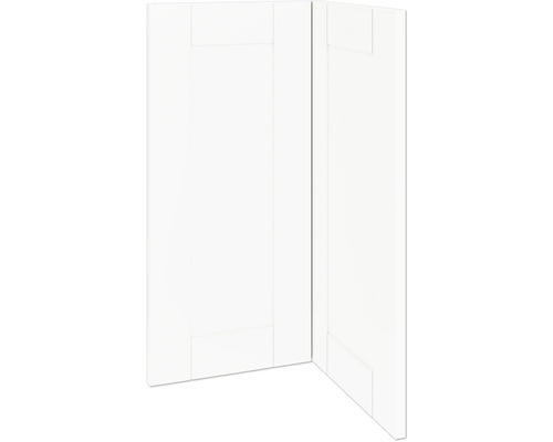 PICCANTE Smart Set de façade meuble bas d'angle 90 cm 2 portes pivotantes maison de campagne blanc mat « AH » Armoire blanche avec façade à cadre