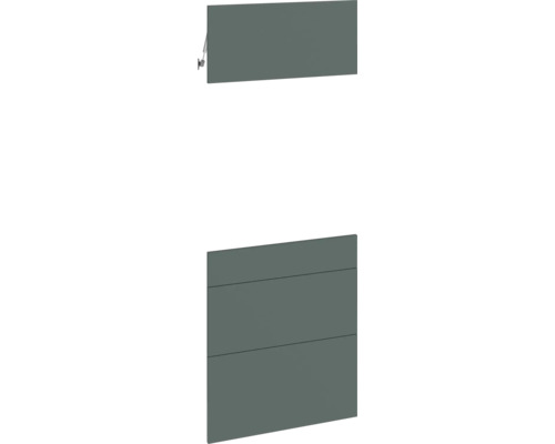 PICCANTE Smart Set de façade armoire midi pour four 1 trappe, 1 cache de tiroir et 2 caches de tablettes vert pierre mat avec bord épais « AM » Pièces de meubles pour l'aménagement intérieur