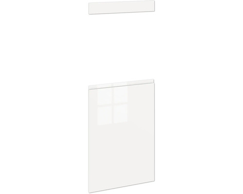 PICCANTE Smart Set de façade armoire midi pour réfrigérateur et four 1 porte pivotante et 1 cache blanc haute brillance peint avec poignée encastrée intégrée « AK » Porte de placard de cuisine