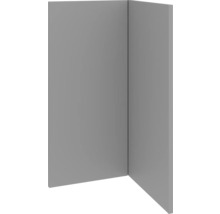 Vue d'angle d'un revêtement mural gris, présentant un design d'espace moderne.