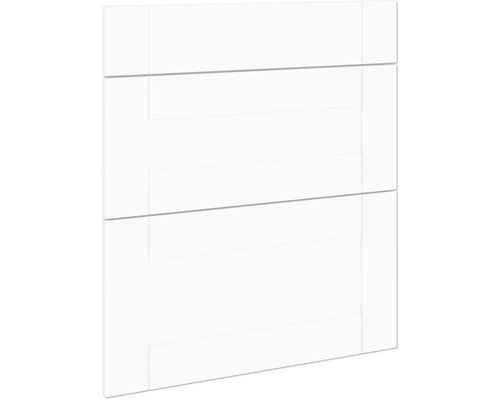 PICCANTE Smart Set de façade meuble bas 60 cm 1 cache de tiroir et 2 caches de tablettes maison de campagne blanc mat "AC" Porte de placard avec aspect cadre