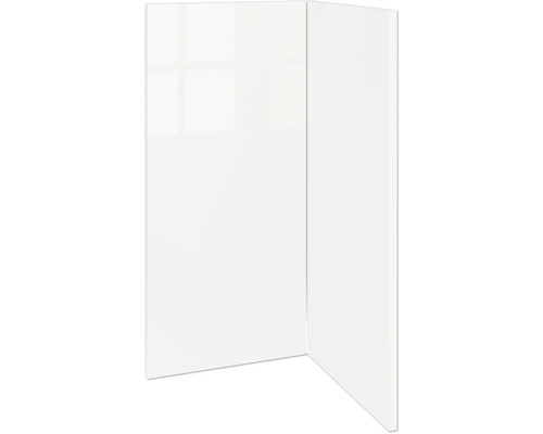 PICCANTE Smart Set de façade meuble bas d'angle 90 cm 2 portes pivotantes blanc haute brillance film « AH » Deux façades de cuisine blanches en angle