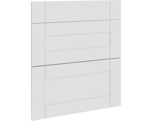 PICCANTE Smart Set de façade meuble bas 60 cm 1 cache de tiroir et 2 caches de tablettes maison de campagne gris mat "AC" Façade de placard avec moulures horizontales