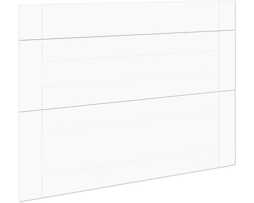 PICCANTE Smart Set de façade meuble bas 90 cm 1 tiroir avec 2 tablettes maison de campagne blanc mat "AD" Porte coulissante blanche avec lignes horizontales