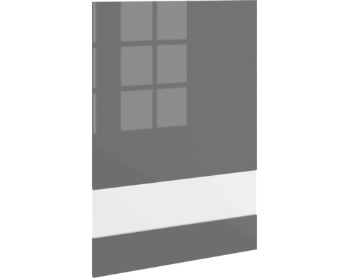 PICCANTE Smart Porte en verre à segment pour armoire haute 60 x 89,2 cm anthracite brillant « R » Façade de meuble avec bande blanche