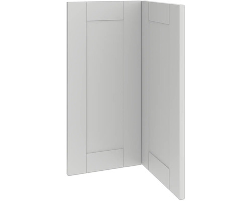 PICCANTE Smart Set de façade Meuble bas d'angle 90 cm 2 portes pivotantes cm maison de campagne gris mat « AH » Vue d'angle de deux façades de cuisine de style à cassettes