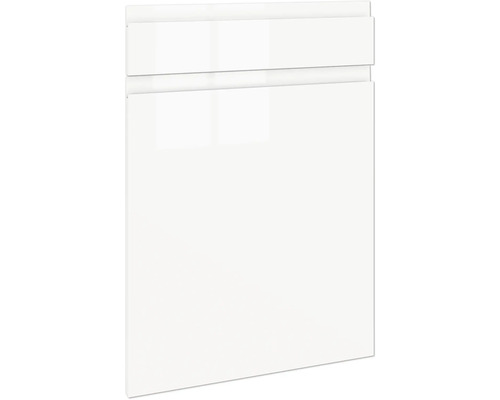 PICCANTE Smart Set de façade Armoire basse 50 cm 1 porte pivotante et 1 cache de tiroir blanc haute brillance peint avec poignée encastrée intégrée « Z » Façade de meuble de cuisine