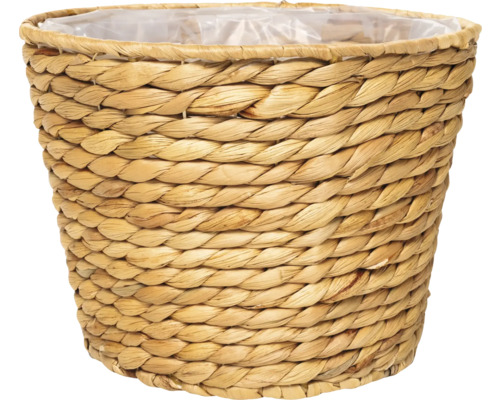 Blumentopf aus geflochtenen Naturfasern mit Kunststoffeinsatz