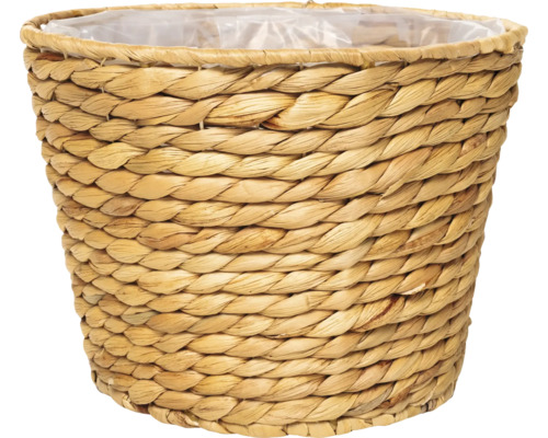 Cache-pot tressé en matériau naturel avec insert en plastique