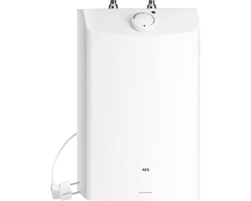 Petit accumulateur AEG Huz 10 ÖKO sur évier sans pression 10 l Chauffe-eau électrique AEG avec régulateur de température et câble d'alimentation