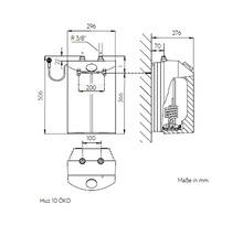 Schéma technique du chauffe-eau Hüz 10 ÖKO avec indication des dimensions