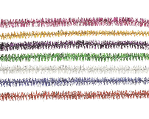 Verschiedenfarbige Lametta-Girlanden für festliche Dekorationen