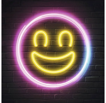 Lumière néon en forme de visage souriant