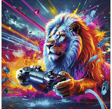 Illustration d'un lion avec une manette de jeu