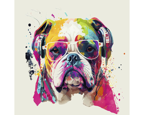 Leinwandbild Animals With Headphones IV 27x27 cm Illustration eines Hundes mit Kopfhörern und Brille