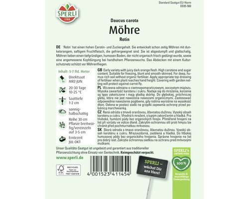 Samenpackung Möhre Rotin der Marke Sperli
