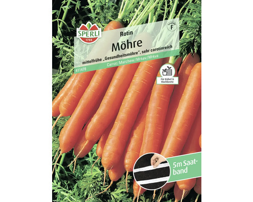 Sperli Rotin Möhre Saatband, mittelfrühe Sorte, geeignet für Kübel und Hochbeete