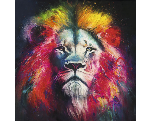 Peinture d'une tête de lion avec des éclaboussures de peinture