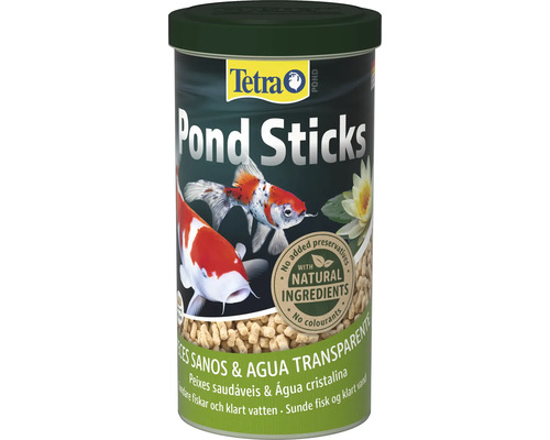 Teichfutter Tetra Pond Sticks 1 L Tetra Pond Sticks Teichfutterdose mit Koi Karpfen Abbildung