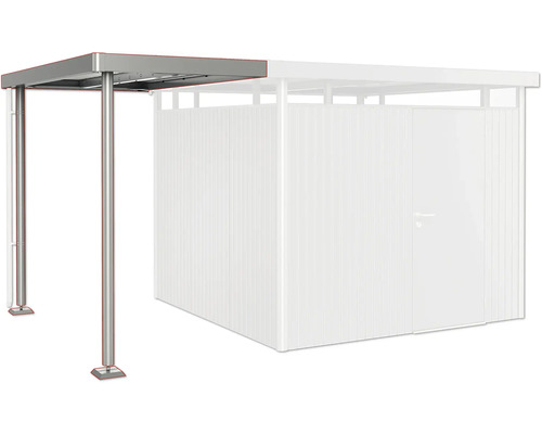 Seitendach Biohort für Gartenhaus HighLine 4 Gr. S 150 x 275 cm quarzgrau-metallic Fahrradunterstand mit Stahlstützen und Flachdach