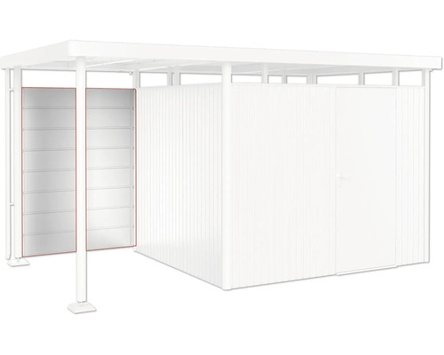 Metallcarport mit Regalelementen