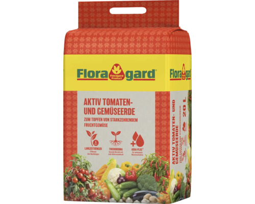 Floragard Aktiv Tomaten- und Gemüseerde, 20 Liter Sack zur Anpflanzung von Gemüse