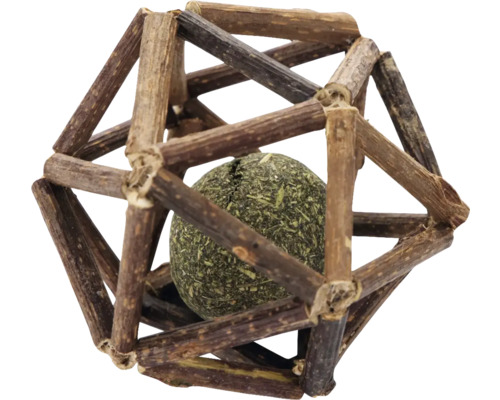Katzenspielzeugball aus Holz mit Katzenminze
