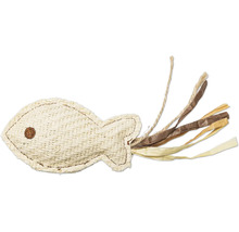 Katzenspielzeug Fisch aus geflochtenem Material mit Anhängern