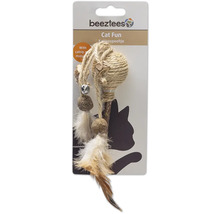 Katzenspielzeug mit Seil, Federn und Glöckchen