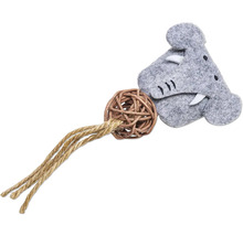 Katzenspielzeug mit Filz-Nilpferd-Kopf, Weidenball und Seil