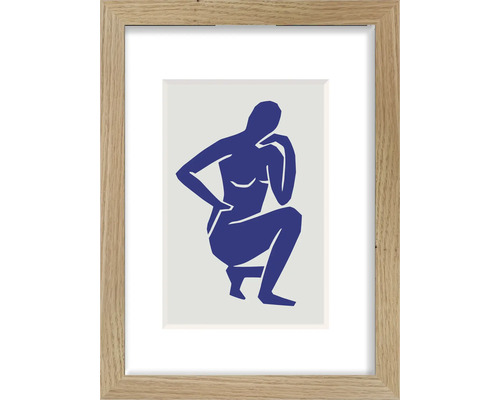 Gerahmtes Poster mit abstrakter Darstellung einer knienden Person