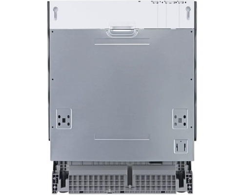 Rückansicht eines Geschirrspülers mit Montagepunkten und verstellbaren Füßen