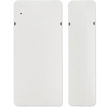 Détecteur d ouverture de porte et de fenêtre blanc en deux parties pour systèmes de sécurité domestique connectés.