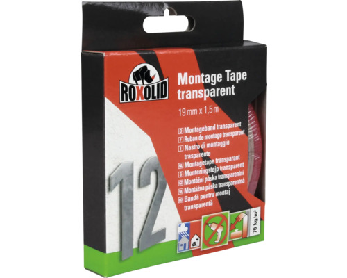 ROXOLID Montage Tape Montageband transparent 19 mm x 1,5 m Roxolid Montageband transparent, 19 mm x 1,5 m