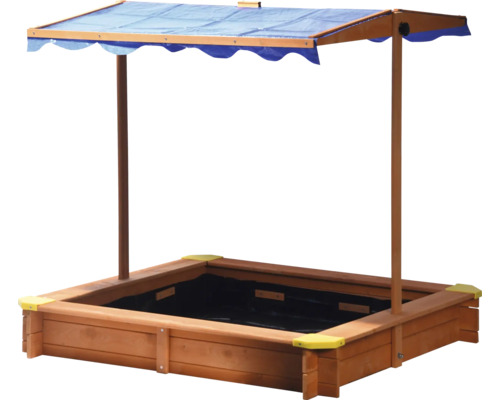 Sandkasten aus Holz mit Sonnenschutzdach
