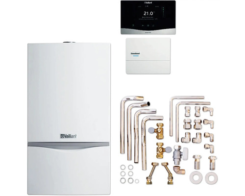 Paquet Vaillant 6.222/2 atmoTEC exclusive VC 104/4-7A E, sensoHOME 380f/2, accessoire 10046402 Système de chauffage Vaillant avec accessoires