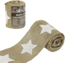 Ruban de jute décoratif avec motif étoile sur rouleau