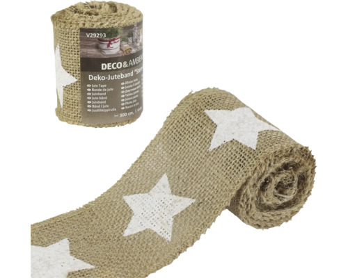 Ruban de jute décoratif avec motif étoile sur rouleau