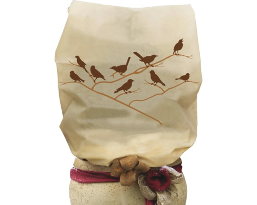 Pot de fleurs avec motif d'oiseaux et boucle décorative