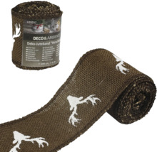 Ruban de jute avec motif de cerf, 300 cm de long et 1,6 cm de large