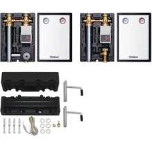 Distributeur de circuit de chauffage Vaillant avec pompe de circuit de chauffage, barre de distribution, support mural et matériel de montage