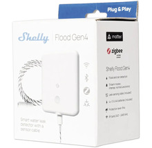 Détecteur d'eau Shelly Flood Gen4 avec câble de capteur dans son emballage