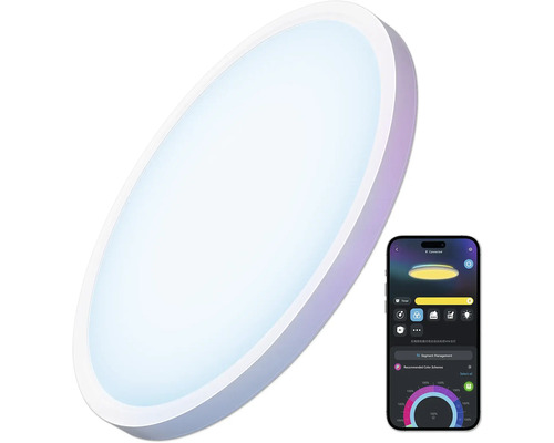 Plafonnier LED Govee Smarte 24W 2400 lm 2700 K + changement de couleurs RGBW / RGBIC Ø 30,5 cm blanc Panneau LED ovale avec contrôle par application smartphone