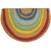 Halbrunde Fußmatte aus Kokosfaser mit Regenbogenmuster