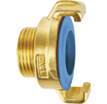 Messingverschraubung mit Gewinde und blauer Dichtung