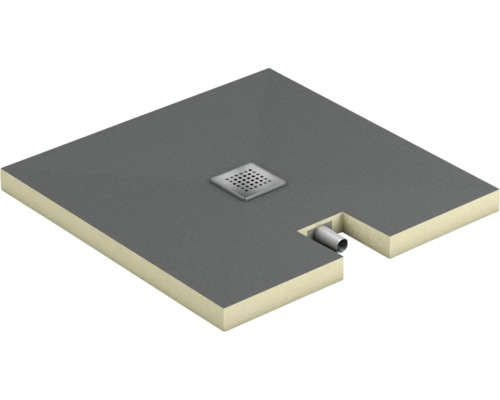 Quadratische Duschwanne mit Ablaufrinne