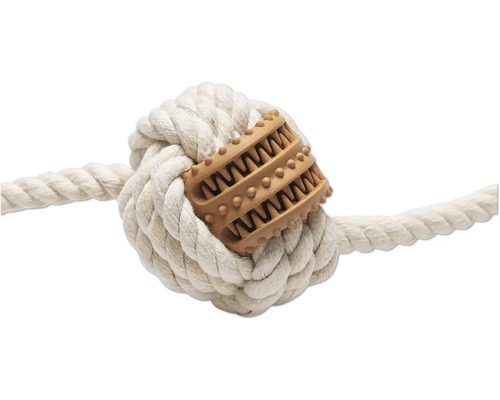 Jouet pour chien en corde avec élément de nettoyage des dents